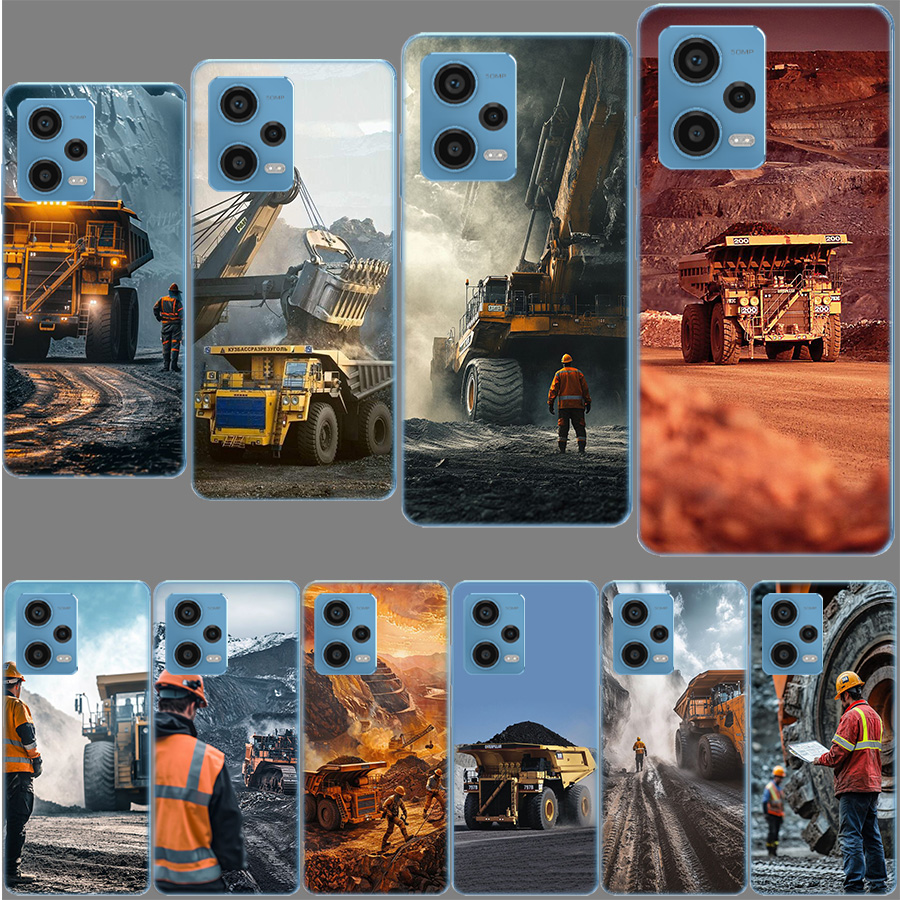 Dump Truck Heavy Equipment - Robuuste kiepwagen inspectie telefoonhoesje voor Redmi